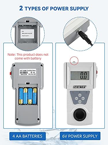 NEWTRY Turbidity Meter, Portable Digital Water Turbidimeter, ISO7027 Compliant, Accuracy 0.1, 0-200NTU, LCD with Backlight, for Lab Water Treatment Plant Wine Industry